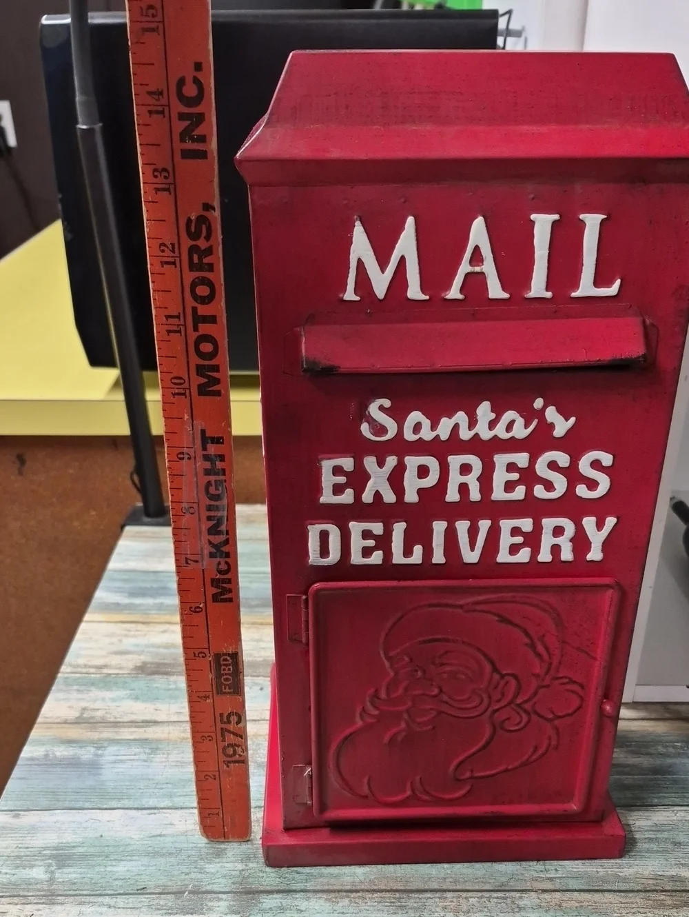 CHRISTMAS Metal Mailbox Letters To Santa Red 15x8x6